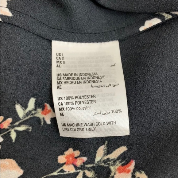 Floral Wrap Skirt Black Midi Short Front Long Back Bar III Sz Large UK 14-16 - Picture 6 of 11